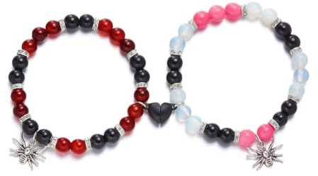 Magnetarmbänder, Spinnen, handgefertigt, verstellbar, elastische Perlen, passende Armbänder