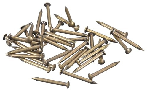 QUARKZMAN 35Pcs Clavos Pequeños, Tornillos de Madera 2x20mm(DxL) Cabeza Redonda de Latón, para Proyectos de Bricolaje en Madera, Cajas Decorativas y Hogartono Bronce