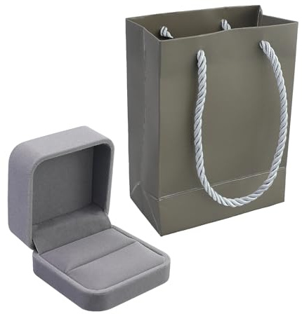 Velours Boîte à bijoux pour bagues, boucles d'oreilles, collier, bracelets, boîte cadeau pour mariage, fiançailles, double anneau de bijoux, boîte de réunion, sac fourre-tout de même couleur