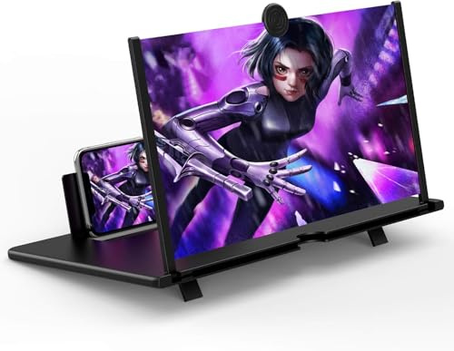 Lupa de Pantalla,Lupa de Pantalla de Teléfono Móvil de 10/12 Pulgadas,Amplificador 3D HD para Celulares Inteligentes,Amplificador de Pantalla de Teléfono Portátil Ampliadora (Negro-12 Pulgadas)