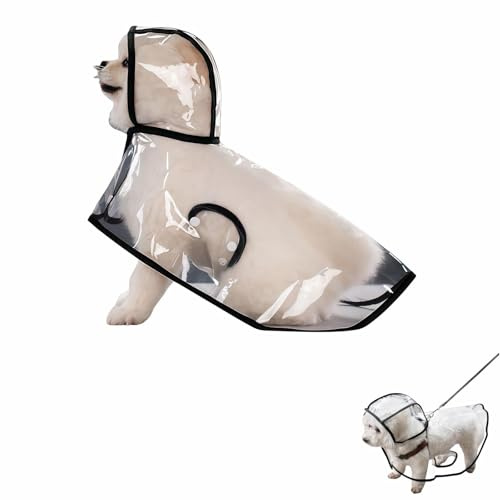 Impermeabile Cane, Cappotto Impermeabile per Cani, Regolabile PVC trasparente poncho impermeabile ultraleggero, con cappuccio, Per cani di piccola taglia (M)