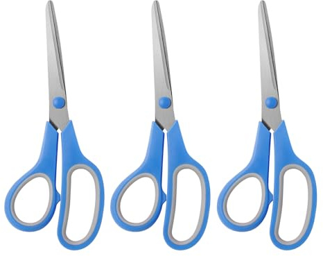 Multipurpose Scissors 3 Pack, 7.64 Inch Sharp Stainless Steel with Soft Grip Handles, Heavy Duty Craft for Office, Home, School