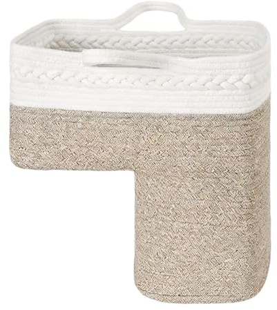 Cesto portaoggetti – corda di cotone da 38 cm, per scale, per riporre libri e giocattoli, cestino in legno per camera da, soggiorno, angolo, decorazione per la casa, cameretta dei bambini