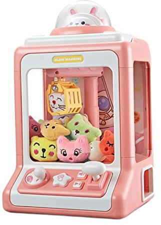 predolo Macchina Acchiappa-Peluche Manuale con 10 Bambole, Macchina Acchiappa-Peluche Elettrica Fai-da-Te per Regali di Compleanno per Bambini, Rosa