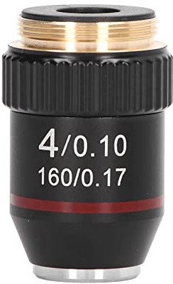 Aramox Achromatic Microscope Objective Copper Microscope Lens 4X 20.2mm Thread 160mm Tube Length Clear Viewing for Biological Microscopes Study Laboratory Research