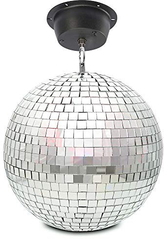 Fuzzix Boule à Facettes 20 CM MB20M avec Moteur, Disco Ball, DJ Light Effect, Boule Discothèque, Moteur 230V Électrique, Sphère en PVC, Boule Décoration Miroir, Eclairage Argenté, Sphère Club