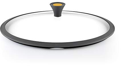 CASTEY - Tapa Universal de Cristal Templado de Vulcano, 26 cm, para Ollas, Sartenes y Cacerolas, Aro y Borde de Silicona, Resistente y Duradera, Sujección Cómoda
