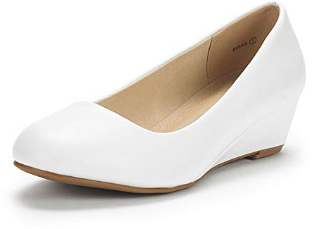 DREAM PAIRS Eleganti Scarpe Décolleté da Donna Décolleté da Donna con Zeppa Comodi Décolleté Classici,Size 38,Bianco/Pu,Debbie