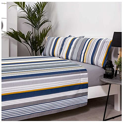 COTTON ARTean Juego sábanas Cama 150 Algodón Poliéster ORISOL Gris
