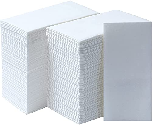 DADAWU Linen Feel Napkins Disposable Napkins Cloth-Like Decoration Serviettes Eco Napkins for Wedding, Party, Birthday, Dinner Christmas, 12“x17 (White,100Count)
