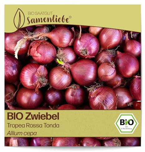 Samenliebe BIO Zwiebel Samen alte Sorte Tropea Rossa Tonda 200 Samen samenfestes Gemüse Saatgut für Gewächshaus und Freiland BIO Gemüsesamen