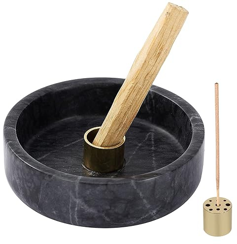 Palo Santo Holder, Natural Marble Incense Burner for Palo Santo Sticks, Handmade Palo Santo Wood Incense Stick Holder(Natural Black)