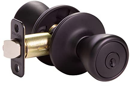 Design House 779272 - Pomo para puerta de entrada con llave de tulipán, color negro mate