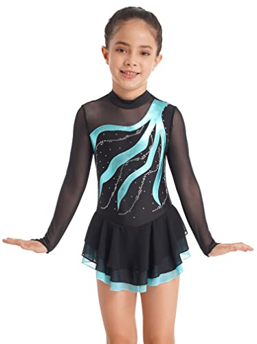 Agoky Vestido de Danza Ballet para Niña Maillot Leotardo Manga Larga de Gimnasia Rítmica Maillot de Patinaje Artístico Competición Disfraz de Baile 4-16 Años T Lago Verde 12 años