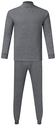 KBOPLEMQ Men's 100% Merino Wool Thermal Underwear Set, Premium Merino Wool Undershirt & Underwear, Thermal Functional Underwear, Men's Ski Underwear, Thermal Underwear, Winter Wash Set, darkgray, L