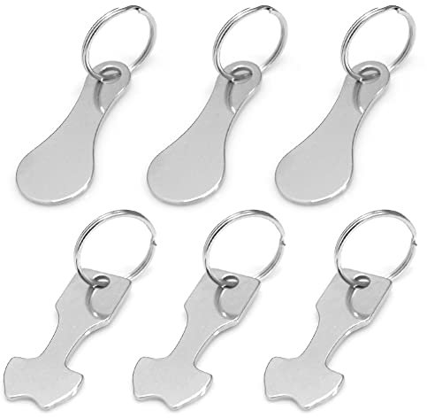 Descantador de carro de la compra de acero inoxidable, 6 piezas de metal con 6 piezas de mosquetón, redondo e irregular, para todos los carritos de la compra