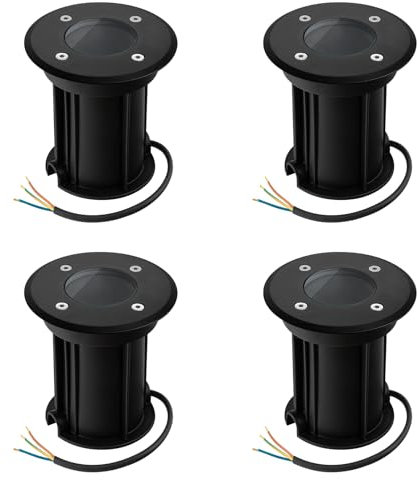 URing Outdoor Recessed Ground Spotlight for GU10, IP67 Waterproof LED Outdoor Terrace Spot Light Round and Practicable for Outdoor, 230 V Round Floor Lamp for Lawn, Yard, Diameter 11 x 12 cm, Black