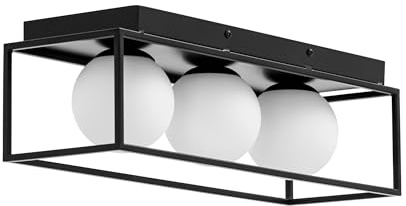 Uniprodo UNI_LD_10 - Lampada da soffitto con 3 sfere di vetro in telaio in ferro G9, 30 W, lampada da soffitto per soggiorno, camera da letto
