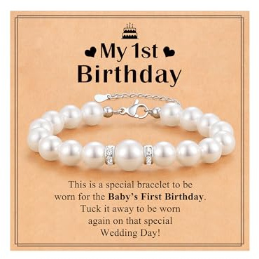 UPROMI One 1 Year Old Girl Birthday Gifts, First 1st Birthday Gifts Decorations for Girls Bracelet