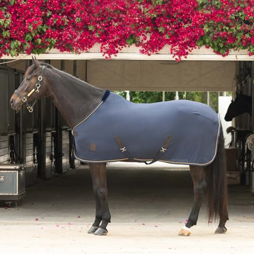 Equinavia Torr Quick Dry Fleece Horse Cooler Blanket Liner with Wither Relief - Navy - 76 in