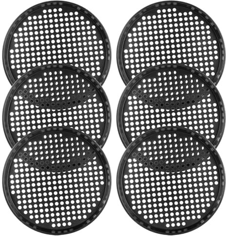 LDXDRU 6er-Pack Pizzablech, 32 cm/12,6 Zoll perforiertes Pizzablech Rund, antihaftbeschichtete Pizzapfanne aus Karbonstahl, Pizza-Backbleche Pizzableche für den Ofen, Backform