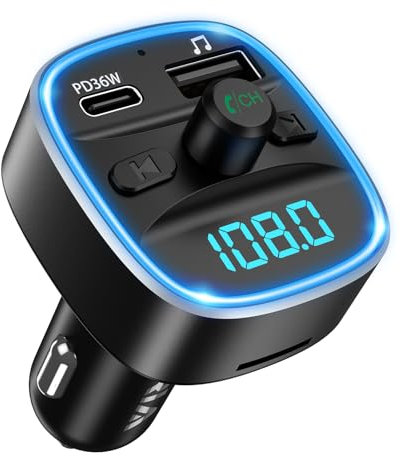 ORIA Bluetooth FM Transmitter, Bluetooth Autoradio-Adapter mit PD 36W Schnelllade, LED-Hintergrundbeleuchtung, Freisprechen, Musikwiedergabe unterstützt BT, Micro SD-Karte, USB-Stick