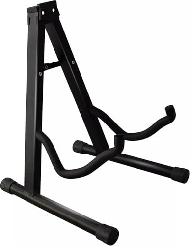 SHOPNIX Guitar Stand, Heavy Duty A-Frame, Music Instrument Foldable, Adjustable, Sturdy, Fits All Guitars - Acoustic, Electric, Bass, Black