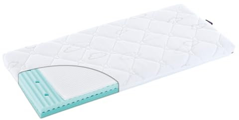 TRÄUMELAND Beistellbett Matratze AIR 55x90x7 cm eckig, atmungsaktive Baby Matratze, Öko-Tex 100 zertifiziert, hautfreundlich, allergikergeeignet, Made in Austria