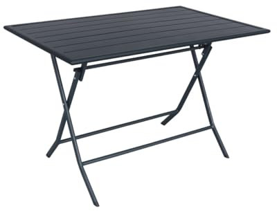 MA MAISON Tavolo Rettangolare 6 Posti Pieghevole da Esterno 122x76x71,5h cm - Struttura con Doghe, in Acciaio, Tavolino in Metallo, da Giardino, Campeggio, Terrazzo - Richiudibile e Salvaspazio