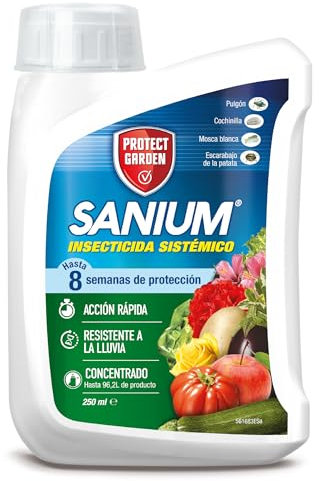 Protect Garden Sanium Insecticida sistémico en formato concentrado. Protege hasta 8 semanas, actúa en 1 hora. 250ml
