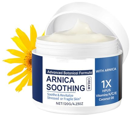 Arnica Cream,Arnica Soothing Cream with VitaminsC & E,Coconut Oil,Hydrating Moisturizer for Face & Body Skincare,Body Cream Non-Sticky & Fast-Absorbing