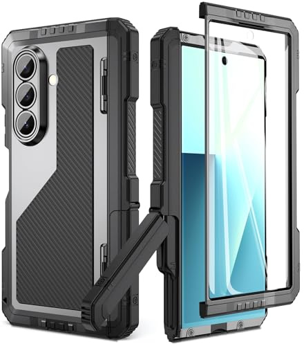 Beeasy per Samsung Galaxy Z Fold 7 Custodia, Outdoor Antiurto Custodia Protettiva a 360 Gradi con Protezione Cerniera e Supporto, Robusta Heavy Duty Custodia Corazzata in Metallo con Protezione