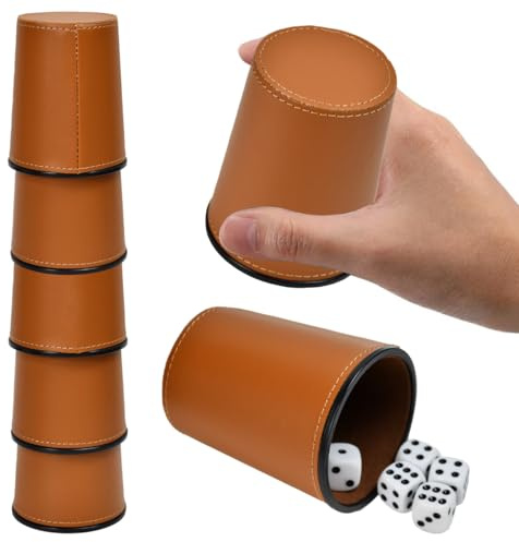 UHETLET Juego de Dados con Cubilete, 6 Cubilete Dados de Cuero PU con 36Dados, Vasos deDados, Tazas deDados para Viajes, Fiestas Interactivos y Reuniones, Juego de Mesa Adultos- Ideal para Regalar