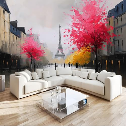Panoramic Photo Wallpaper Wall Mural 157 x 110 inch (W x H), Light Gray Wall Poster Luxury Art Photo Wallpaper 3D Effect - Minimalism Modern Paris Poster Decoration for Bedroom Living Room