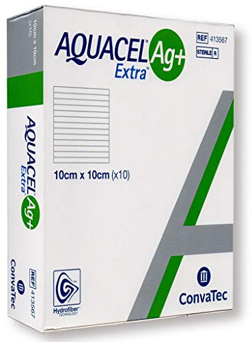 Aquacel Ag+ Extra, apósito cuadrado para herida, 10 x 10 cm