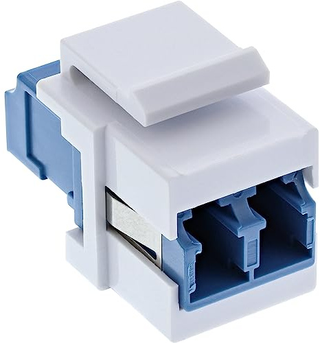 InLine 89988A LWL Keystone Snap-in Kupplung weiß, Duplex LC/LC, singlemode, blau, Keramik-Hülse