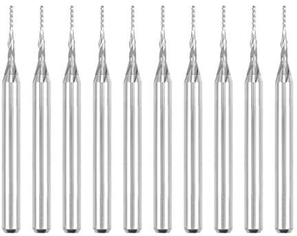 sourcing map 10Pcs 0.6mm Carbide End Mill Engraving Milling Cutter CNC Router Bits for PCB Machine, 1/8 Shank