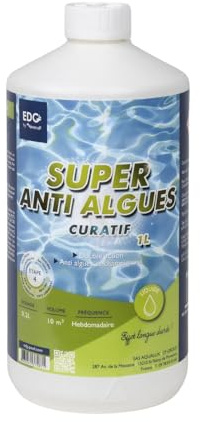 EDENEA - Anti-Algues Piscine - Action Curative Anti Eau Verte et Eau Trouble - Bouteille 1 Litre - EDG by AQUALUX International