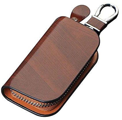 Auto Schlüsseletui Leder, Universal Autoschlüssel Etui Autoschlüssel Keyless go Schutz Schlüsseltasche mit Karabiner Autoschlüssel Herren Schutzhülle Schlüsselmäppchen Schwarz Braun