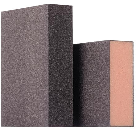 YoiYee Fine Grade Hand Sanding Block (180 grit), Wet and Dry Sponges Sandpaper, Flexible Sand Cube, Polishing Abrasive Foam Pads for Wood/Metal/Plaster Wall/Car/modelling, 2 Pack
