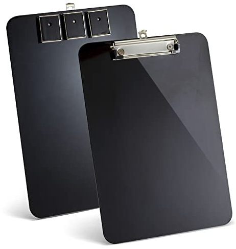 Officemate Magnetic Clipboard with Low Profile Clip, Black, Recycled Plastic (83215)