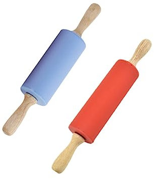 MAGICLULU 2st Küchenwaren Französisches Nudelholz Fondant-kuchen-nudel-backwerkzeug Küchenutensilien Geprägtes Nudelholz Teig Gebäck Rolle Nudelholz Mit Holzgriff Krapfen Mehlstangen Hölzern