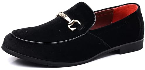 COSIDRAM Mens Dress Shoes Loafers Business Classic Wedding Chain Party Moccasins Luxury Copperfor Male Black 10.5