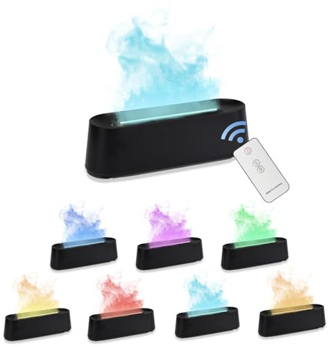 Diffusore Oli Essenziali con Effetto Fiamma, 300ML Umidificatore Ambiente Silenzioso con Luce LED 7 Colori, Diffusore Profumo per Casa, Ufficio, Yoga e Meditazione,Spegnimento Automatico