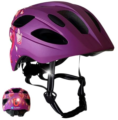 Crazy Safety Cool Kinder Fahrradhelm | Fahrradhelm Kinder 6-12 Jahre für Fahrrad, Skateboard, Mountainbike, Inlineskates | USB-aufladbares Rücklicht | Verstellbarer Fahrradhelm 54-58 cm