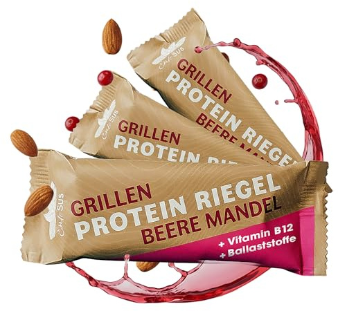 EntoSus Grillen Protein Riegel Beere Mandel 35g - High Protein Snacks, 4,2g Eiweiß pro Riegel, Gesunde Snacks ohne Zuckerzusatz & Laktose, Ballaststoffreich & nachhaltig - Made in Germany - 30 Stk
