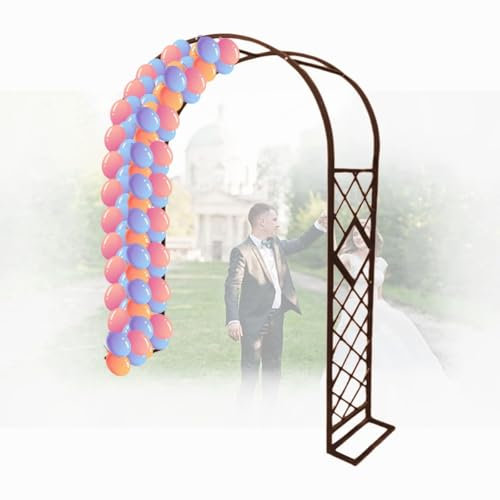 Generico Arco da Giardino,W 140/180/220/260/300/340cm Arco in Metallo per Rose Piante Rampicanti,antiruggine Arco per Rose con Base Padiglioni Reticolo Decorazione per Feste(Marrone,W180xH270xD40cm)