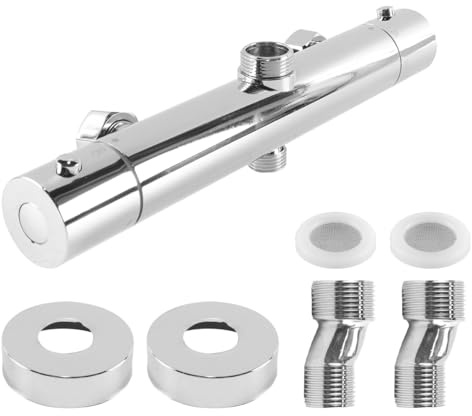 Alnicov Grifo de Ducha termostático con Salida Inferior Oculta, un botón, antiescaldaduras, Adecuado para baño, Cocina, Ducha, etc.