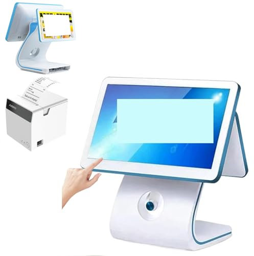 Monitor touch screen POS da 15,6 pollici, monitor multi-touch, terminale POS con stampante e 10 rotoli di carta, touch screen a LED, registratore di cassa, stampante per ufficio, ristorante,i3