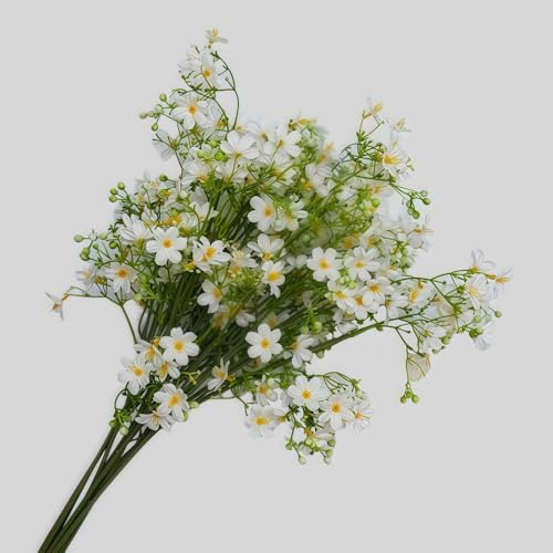 XZJMY 8 buntar konstgjorda silkesblommor UV-beständiga konstgjorda silkesblommor 67 cm höga stjälkar konstgjorda blommor falska vildblommor arrangemang för bröllop, vas, hem, trädgårdsdekoration (vit)